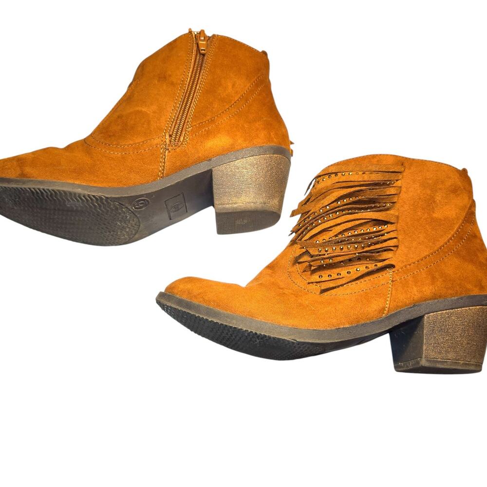 Wonder Nation 6 Brown Fringe Women's Ankle Boots Shoes